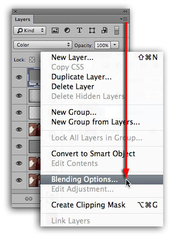 Blending Options Menu