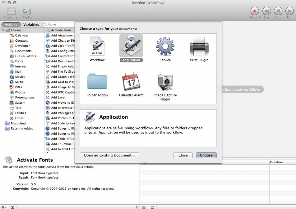 Automator launch screen